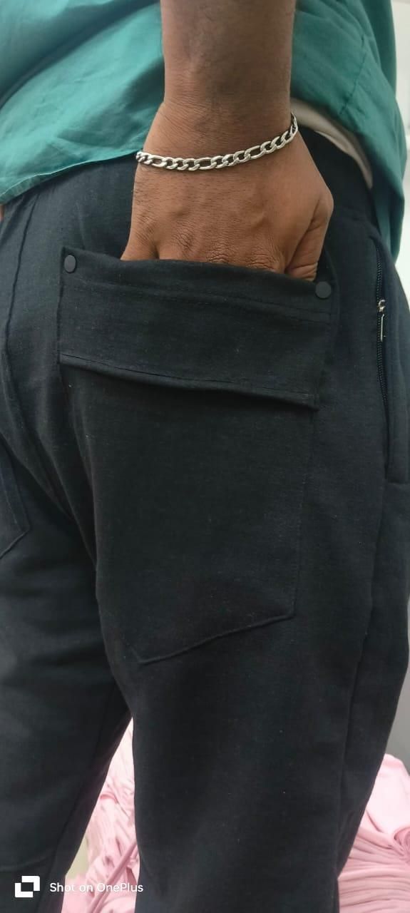 Men's Fleece Black Casual Track Pants - Acartopia